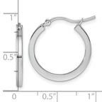 10k White Gold 2mm Square Tube Hoop Earrings