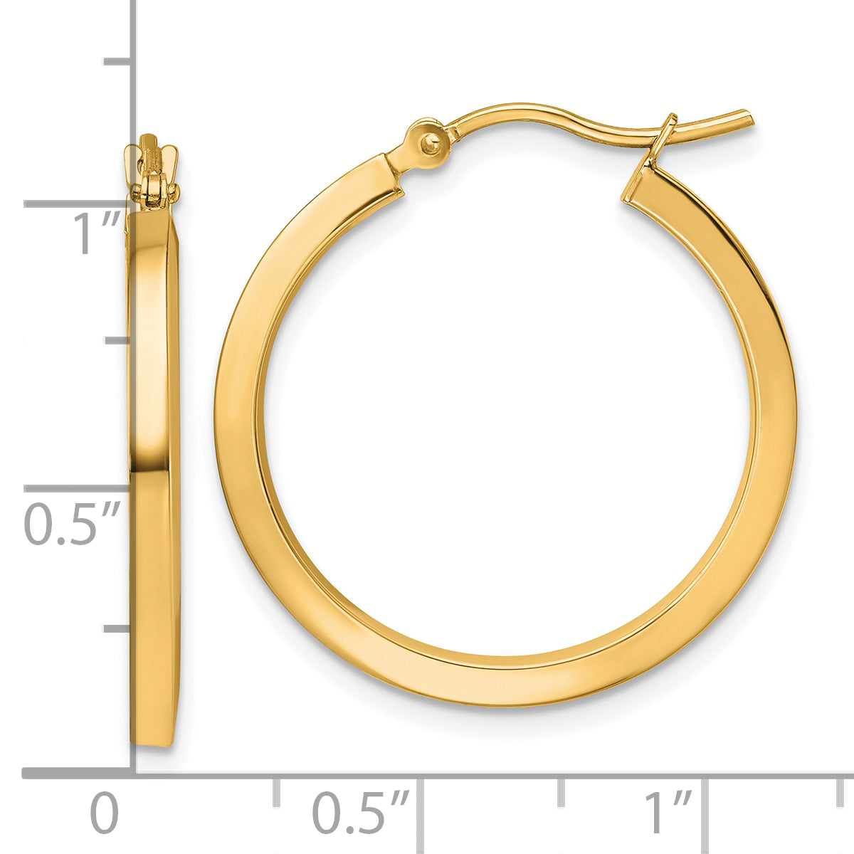10k 2mm Square Tube Hoop Earrings