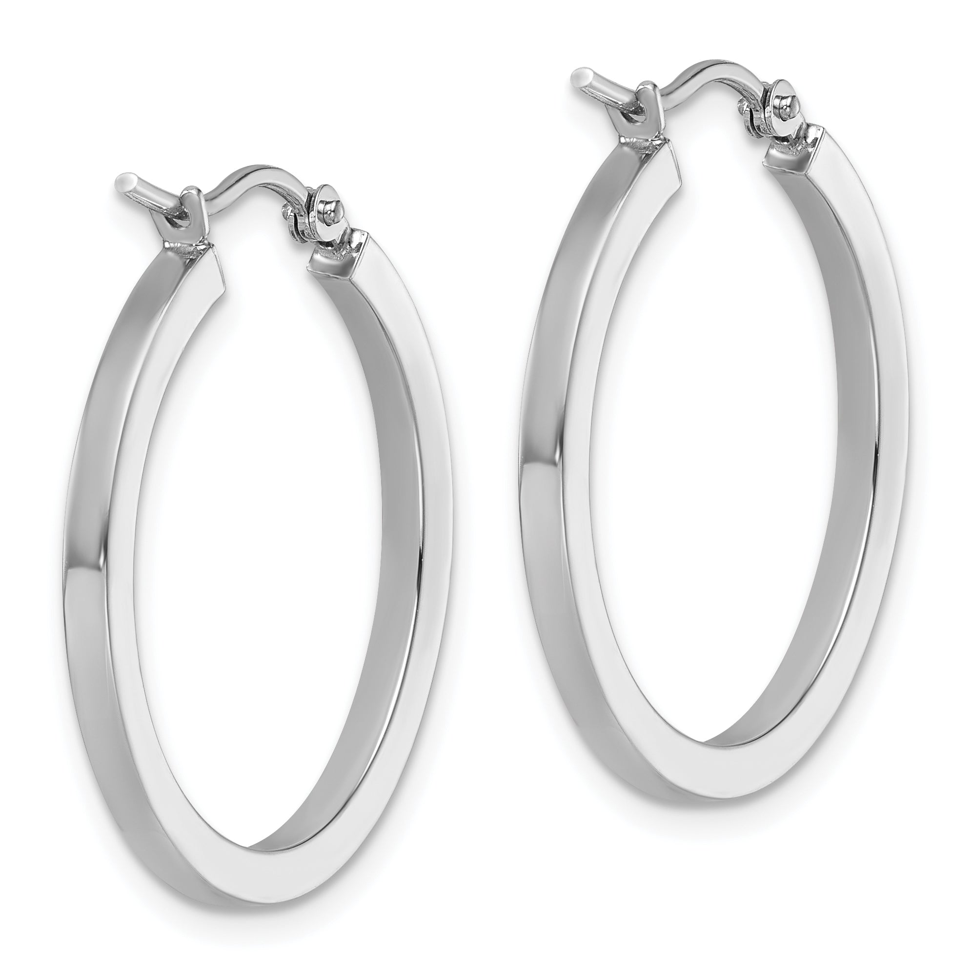 10k White Gold 2mm Square Tube Hoop Earrings