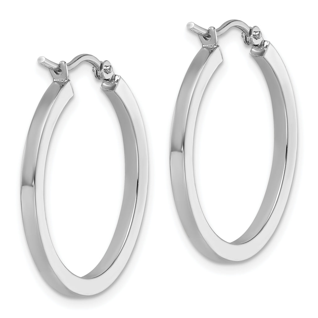 10k White Gold 2mm Square Tube Hoop Earrings