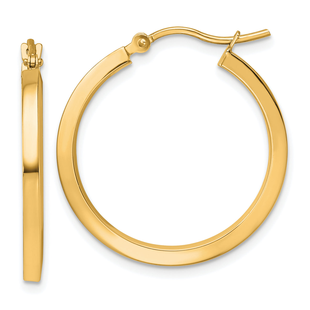 10k 2mm Square Tube Hoop Earrings