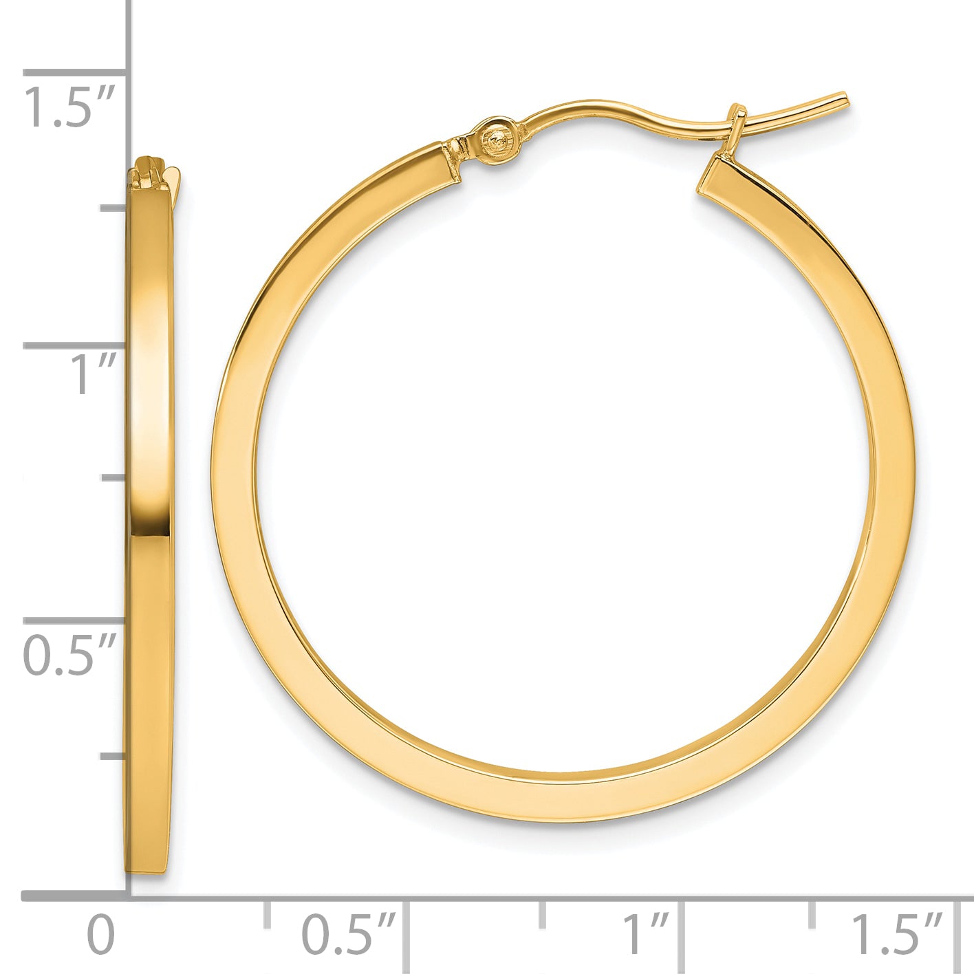 10k 2mm Square Tube Hoop Earrings