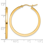 10k 2mm Square Tube Hoop Earrings