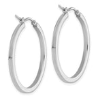 10k White Gold 2mm Square Tube Hoop Earrings