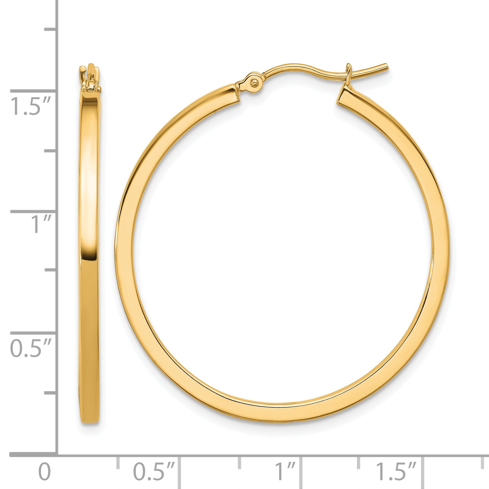 10k 2mm Square Tube Hoop Earrings