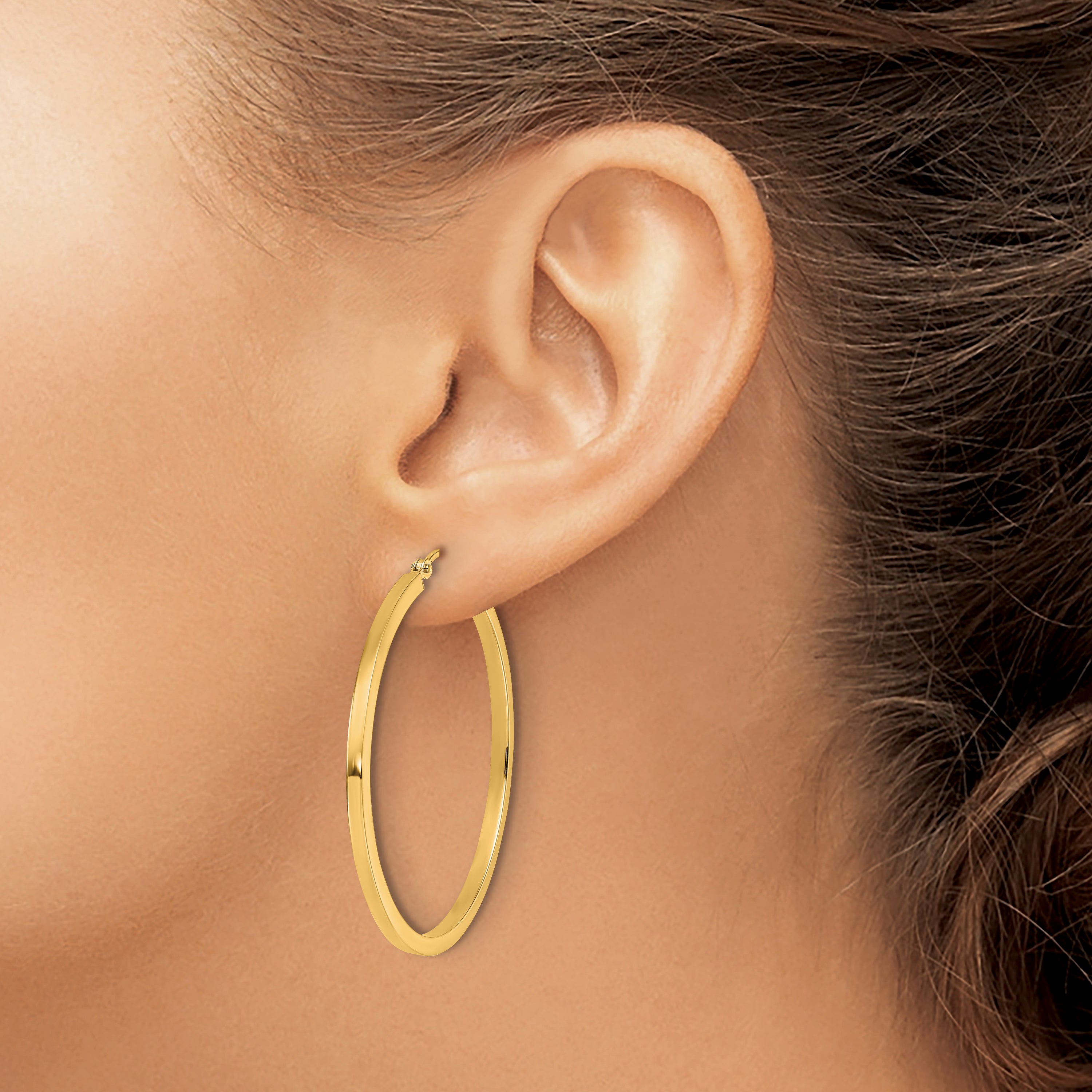 10k 2mm Square Tube Hoop Earrings