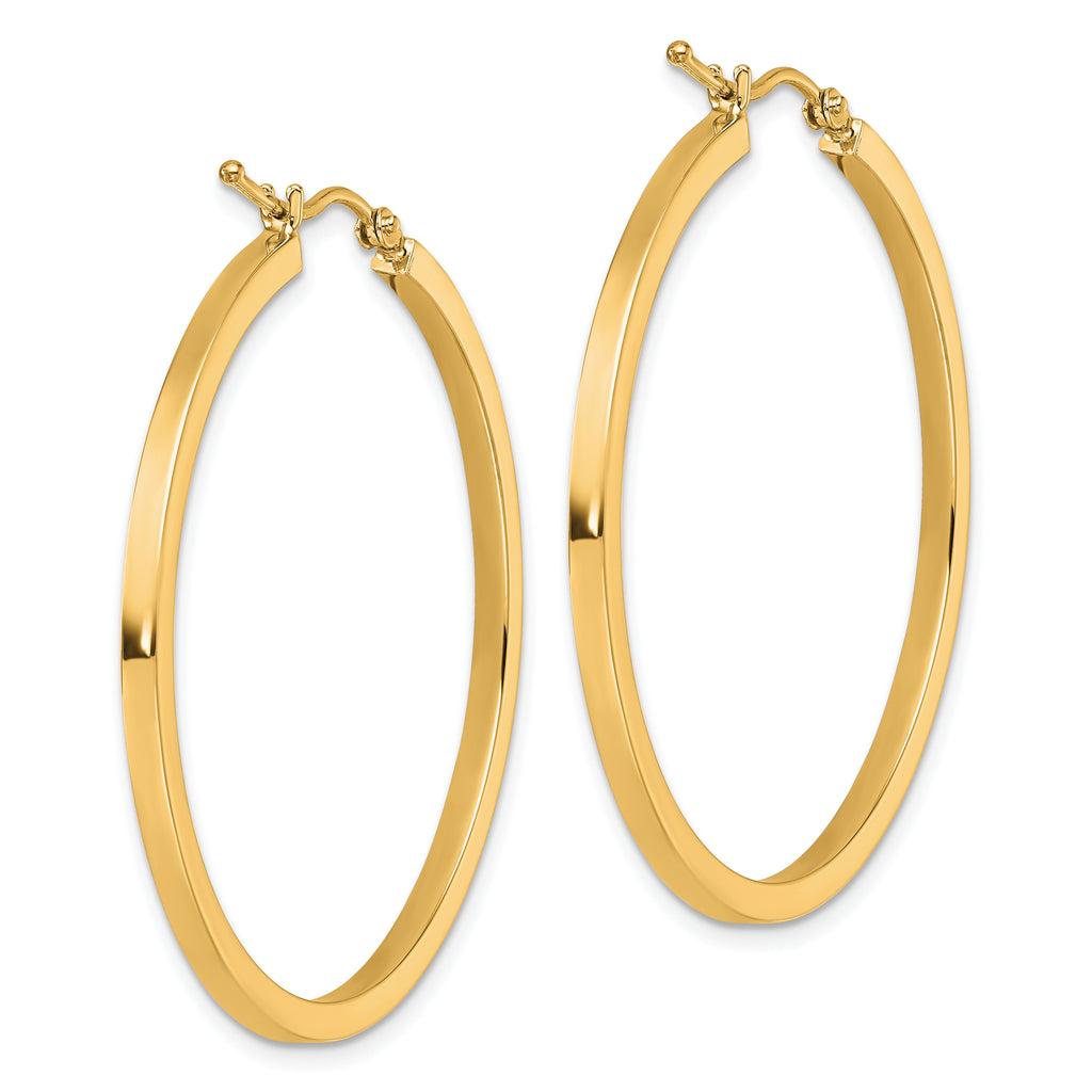 10k 2mm Square Tube Hoop Earrings