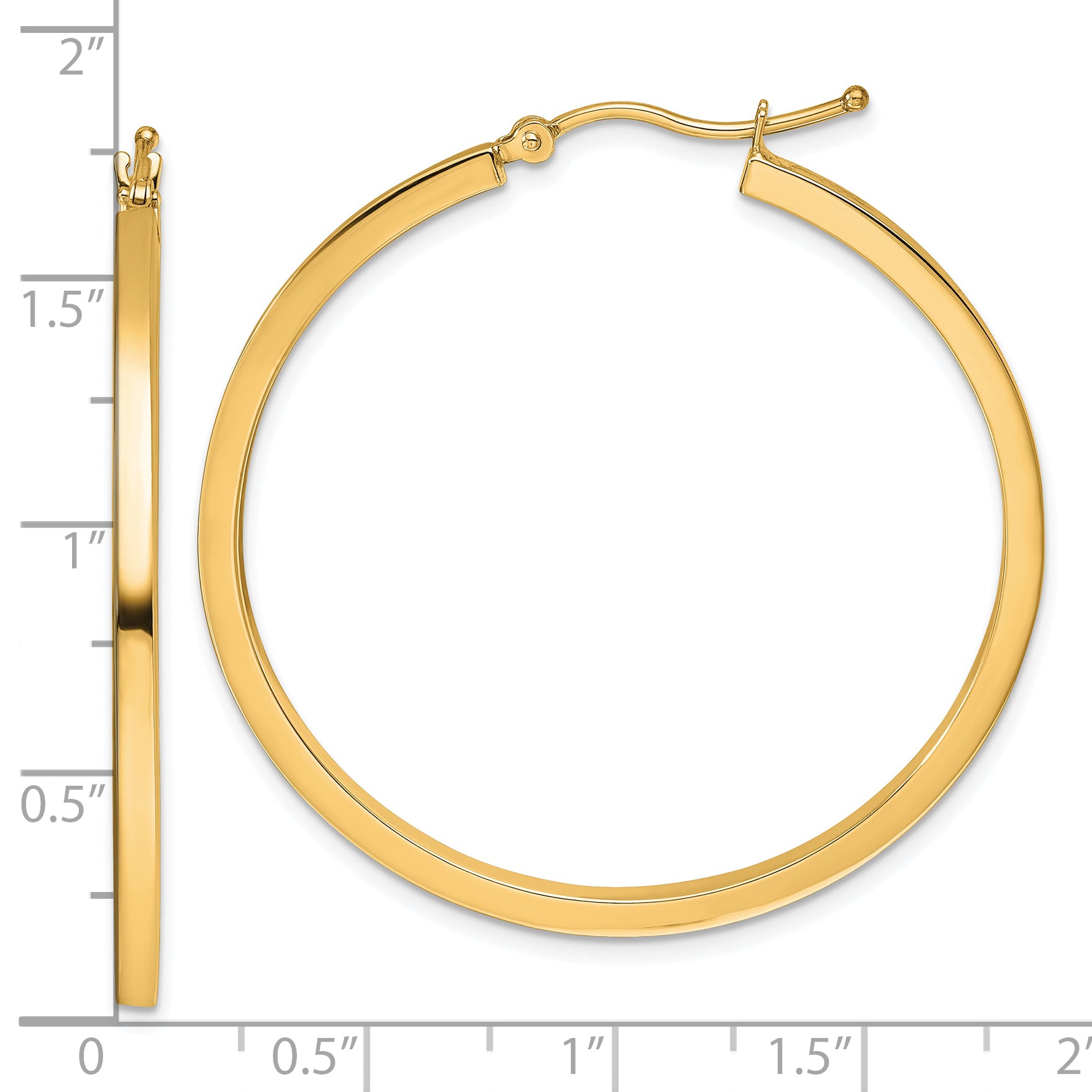 10k 2mm Square Tube Hoop Earrings