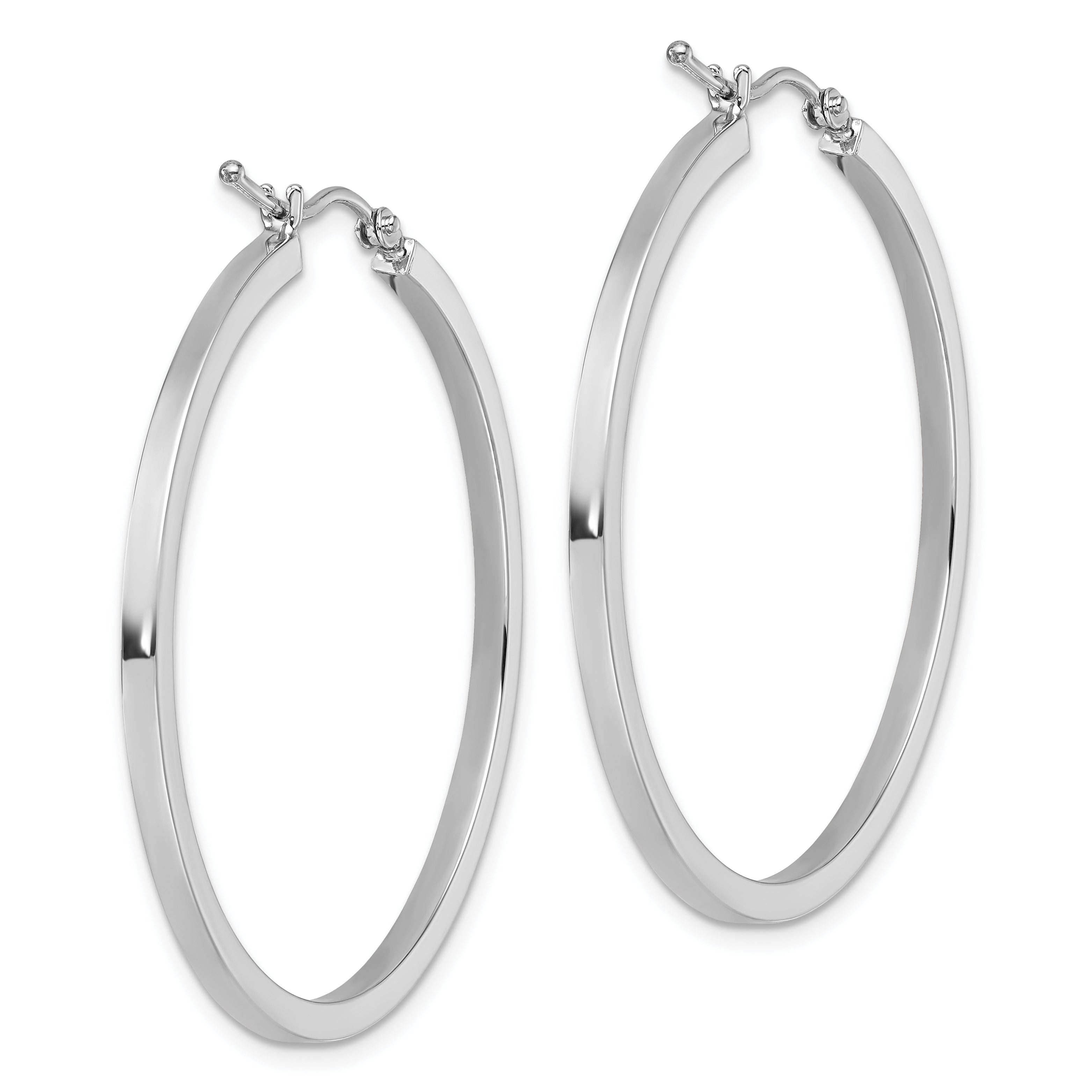 10k White Gold 2mm Square Tube Hoop Earrings