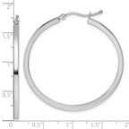 10k White Gold 2mm Square Tube Hoop Earrings