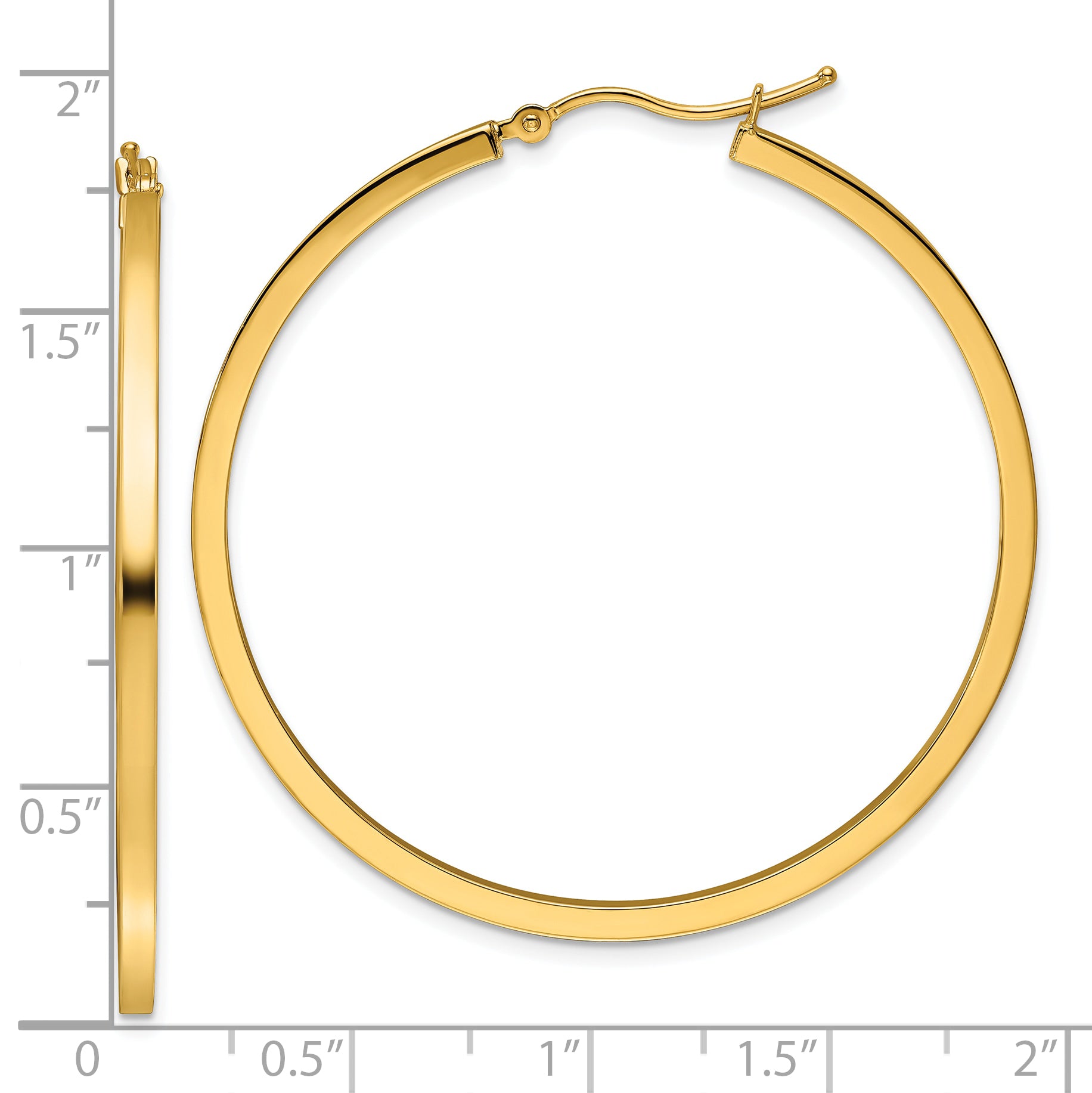 10k 2mm Square Tube Hoop Earrings