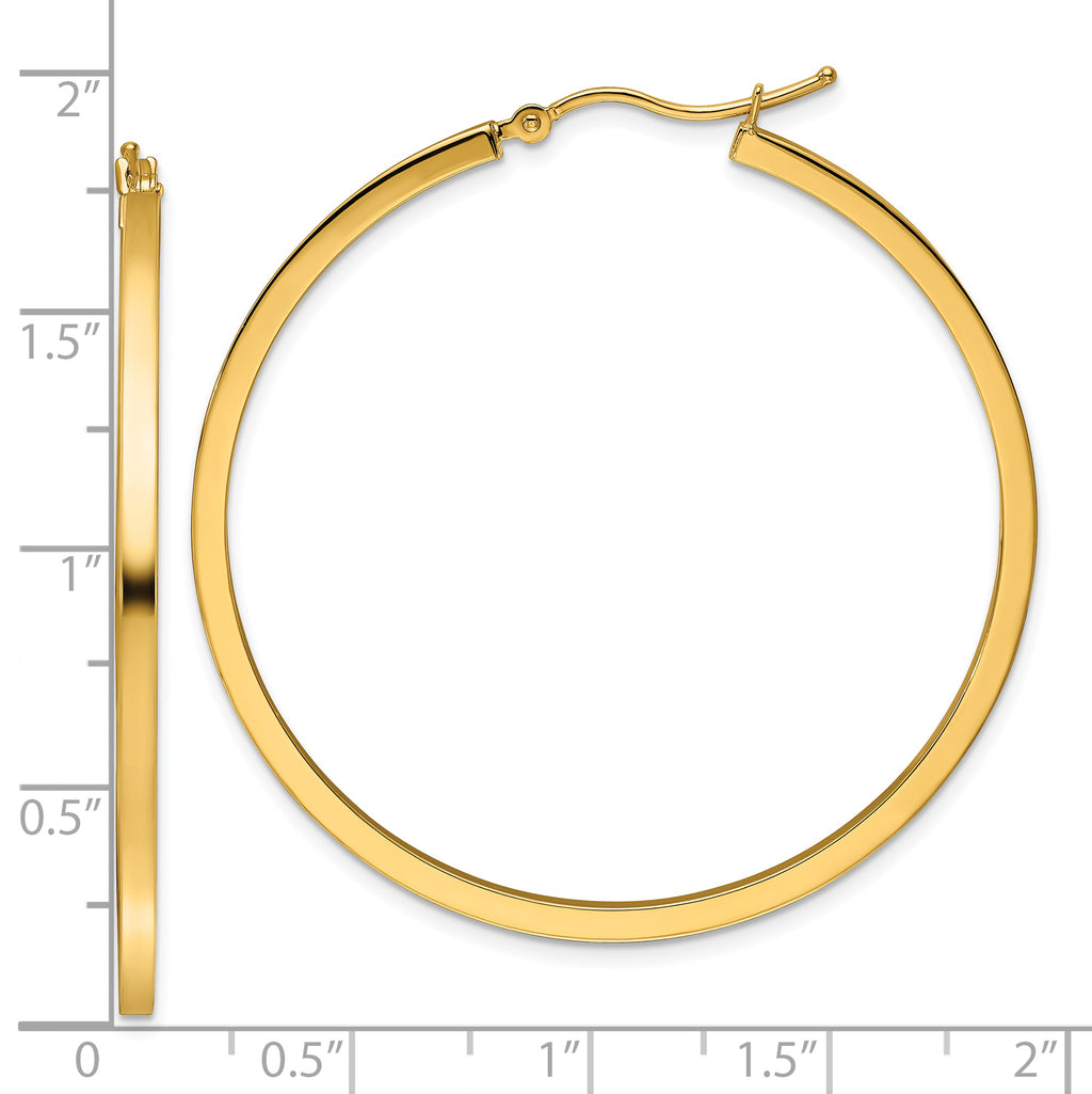 10k 2mm Square Tube Hoop Earrings