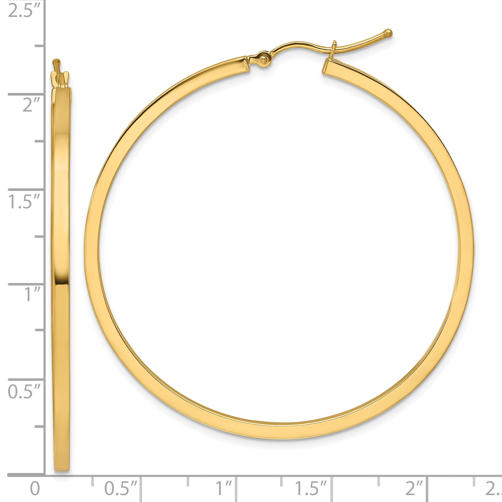 10k 2mm Square Tube Hoop Earrings