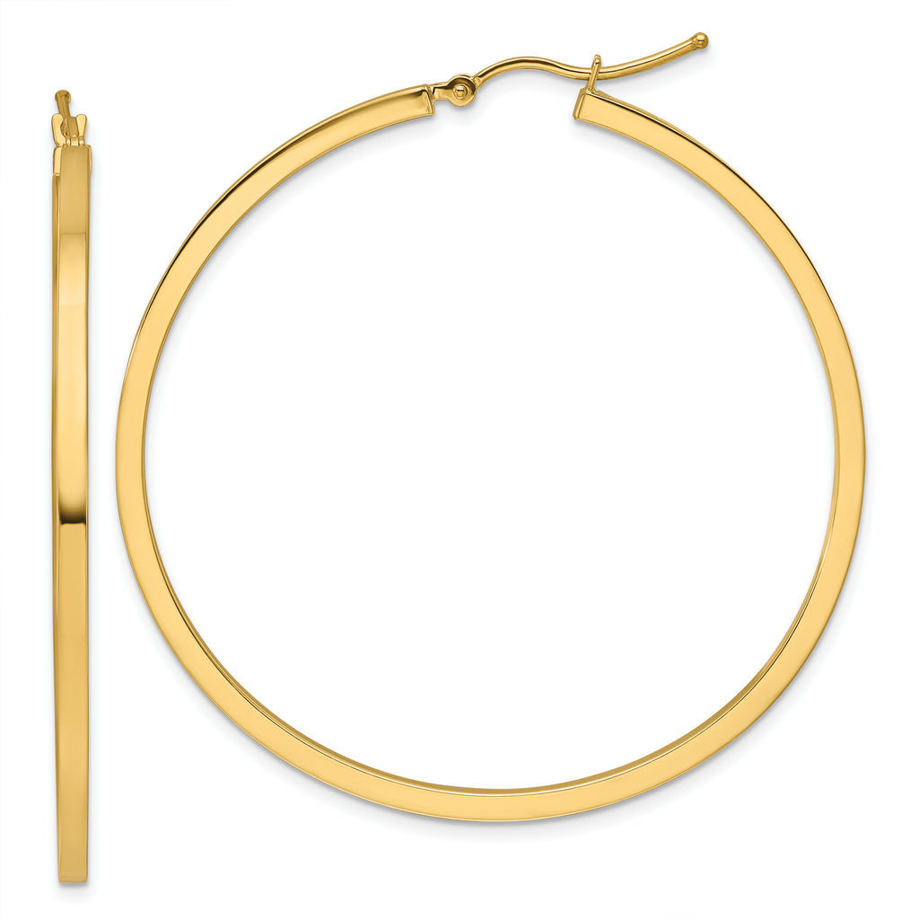 10k 2mm Square Tube Hoop Earrings