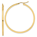 10k 2mm Square Tube Hoop Earrings