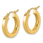 10k 3mm Polished Square Hoop Earrings