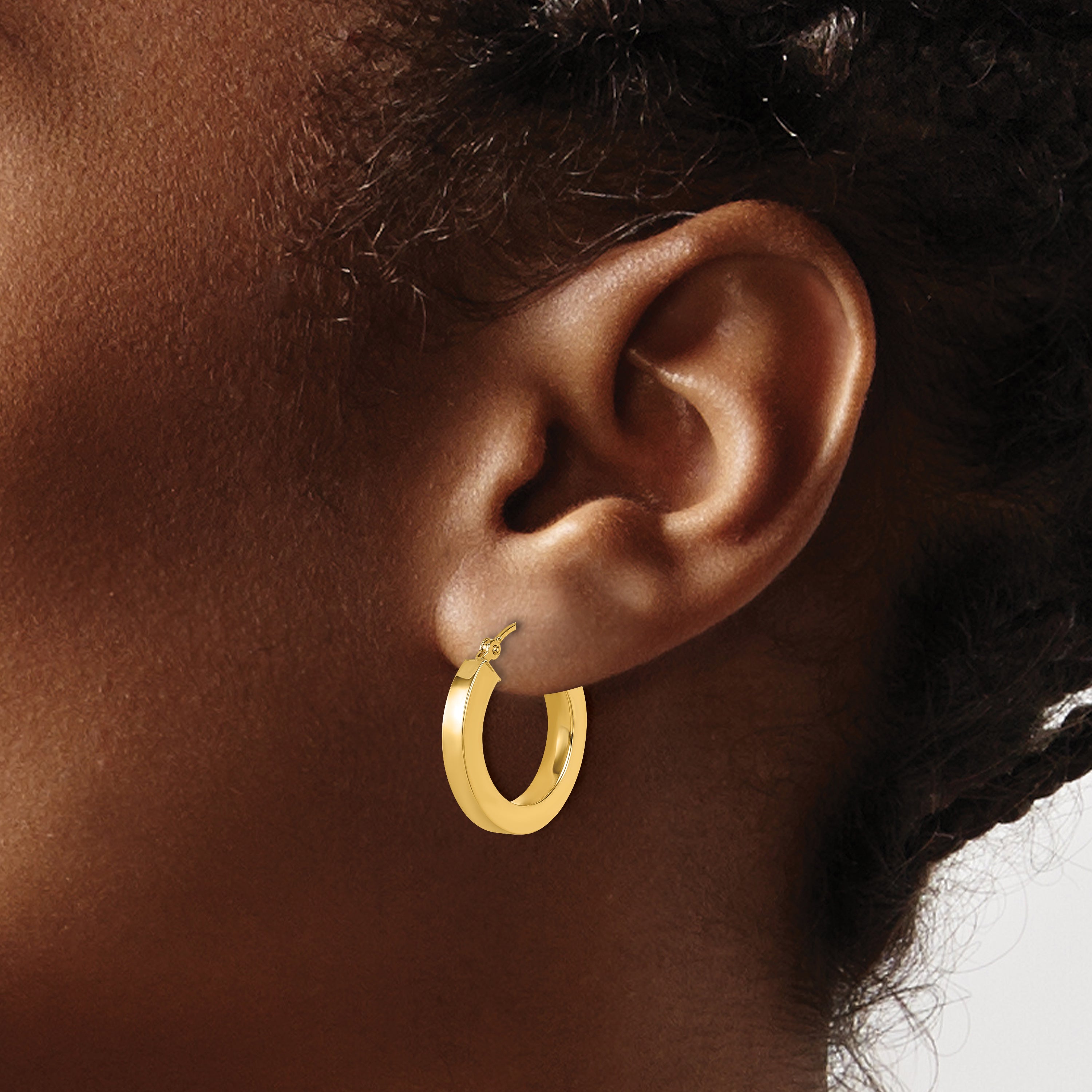 10k 3mm Polished Square Hoop Earrings
