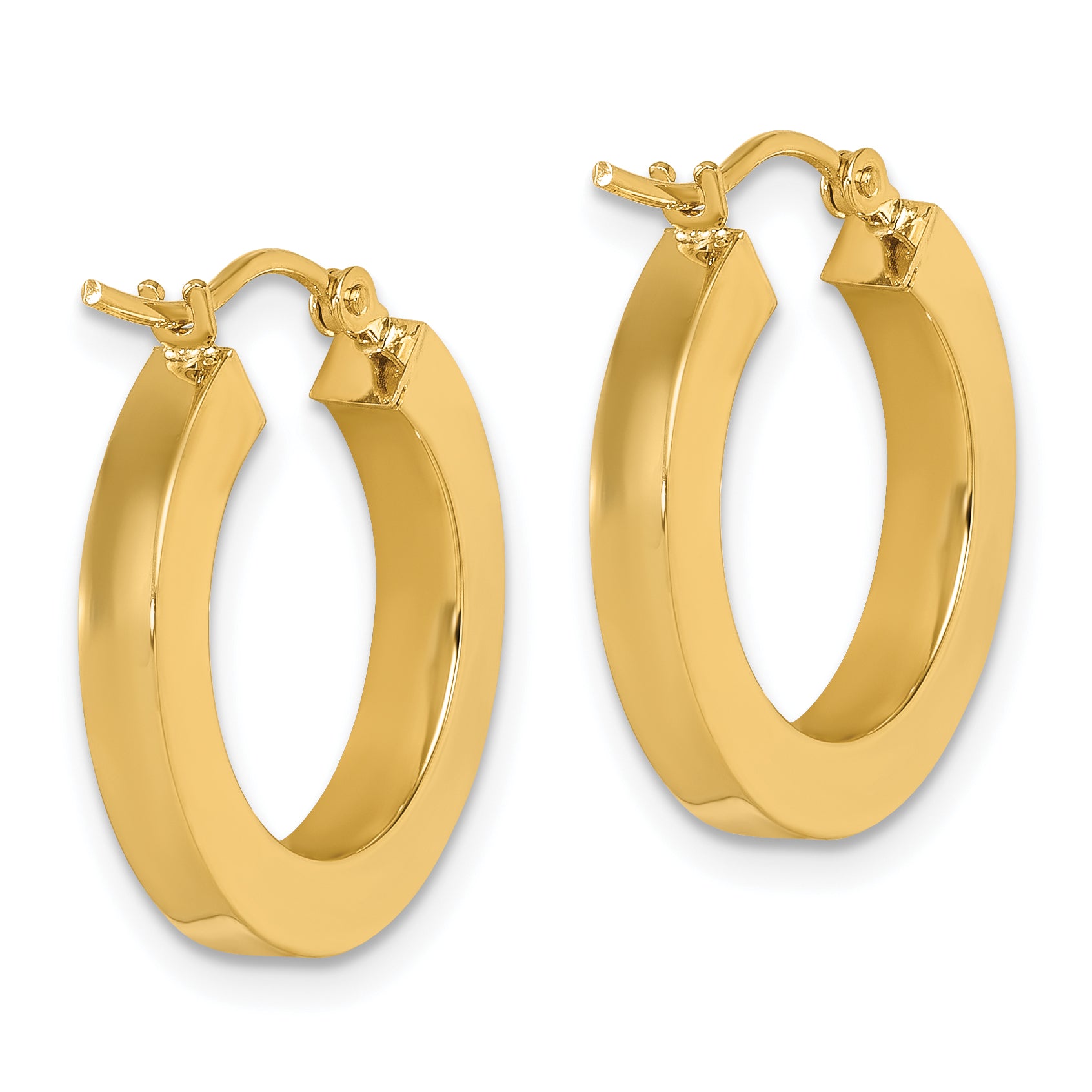 10k 3mm Polished Square Hoop Earrings
