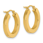 10k 3mm Polished Square Hoop Earrings