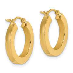 10k 3mm Polished Square Hoop Earrings