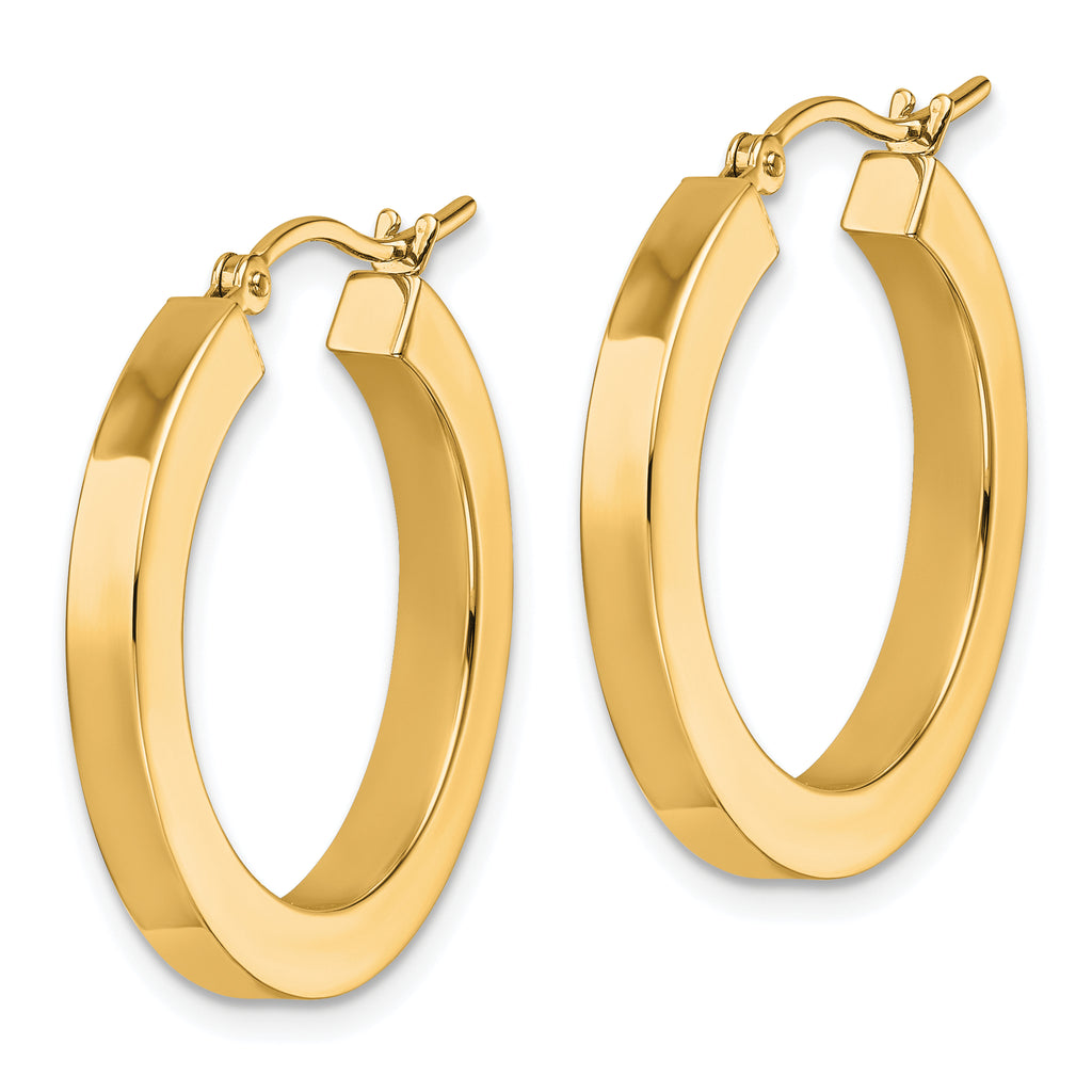10k 3mm Polished Square Hoop Earrings