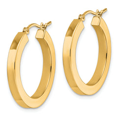 10k 3mm Polished Square Hoop Earrings