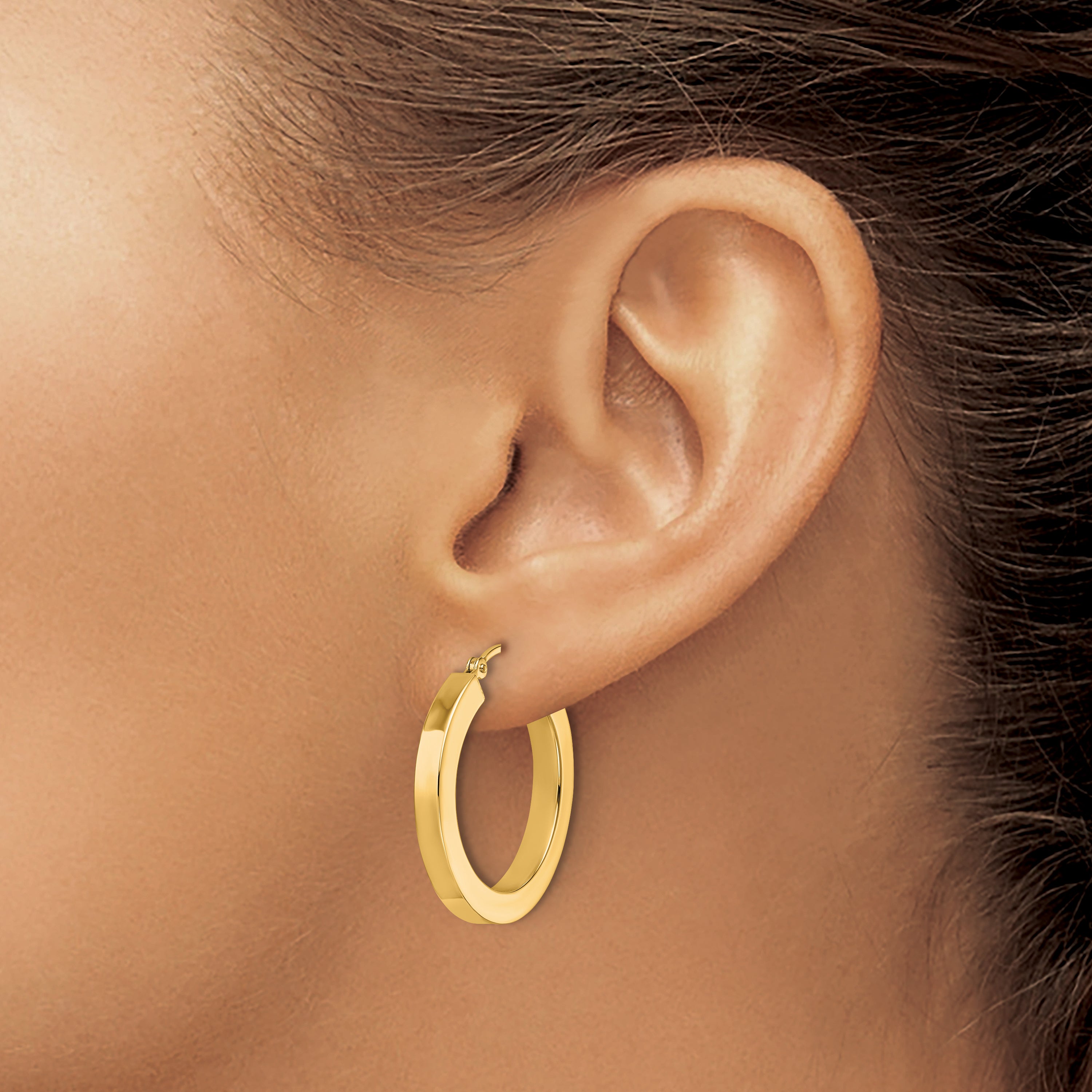 10k 3mm Polished Square Hoop Earrings