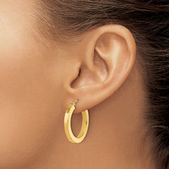 10k 3mm Polished Square Hoop Earrings