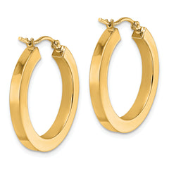 10k 3mm Polished Square Hoop Earrings