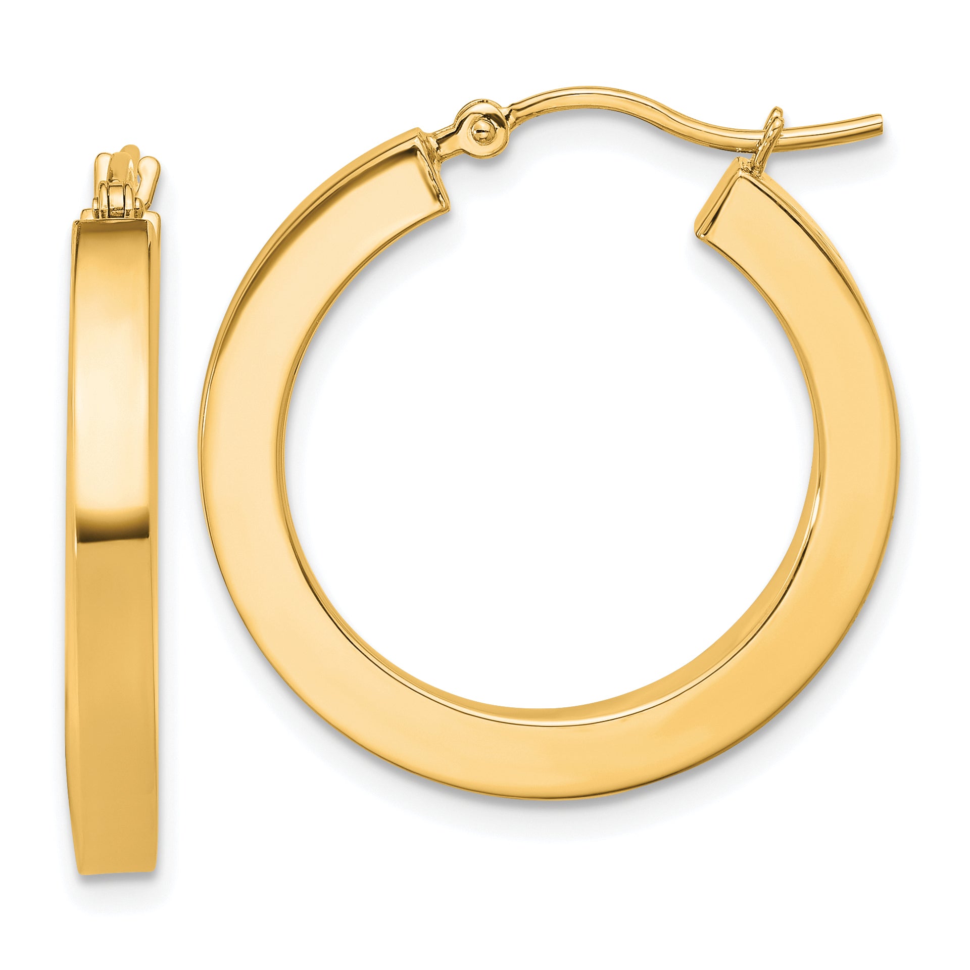 10k 3mm Polished Square Hoop Earrings Main image