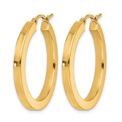 10k 3mm Polished Square Hoop Earrings