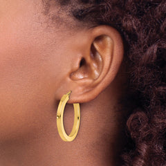 10k 3mm Polished Square Hoop Earrings