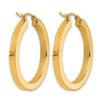 10k 3mm Polished Square Hoop Earrings