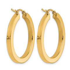 10k 3mm Polished Square Hoop Earrings