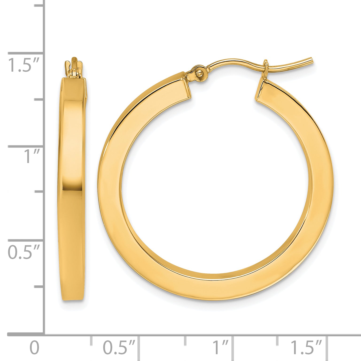 10k 3mm Polished Square Hoop Earrings