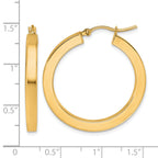 10k 3mm Polished Square Hoop Earrings