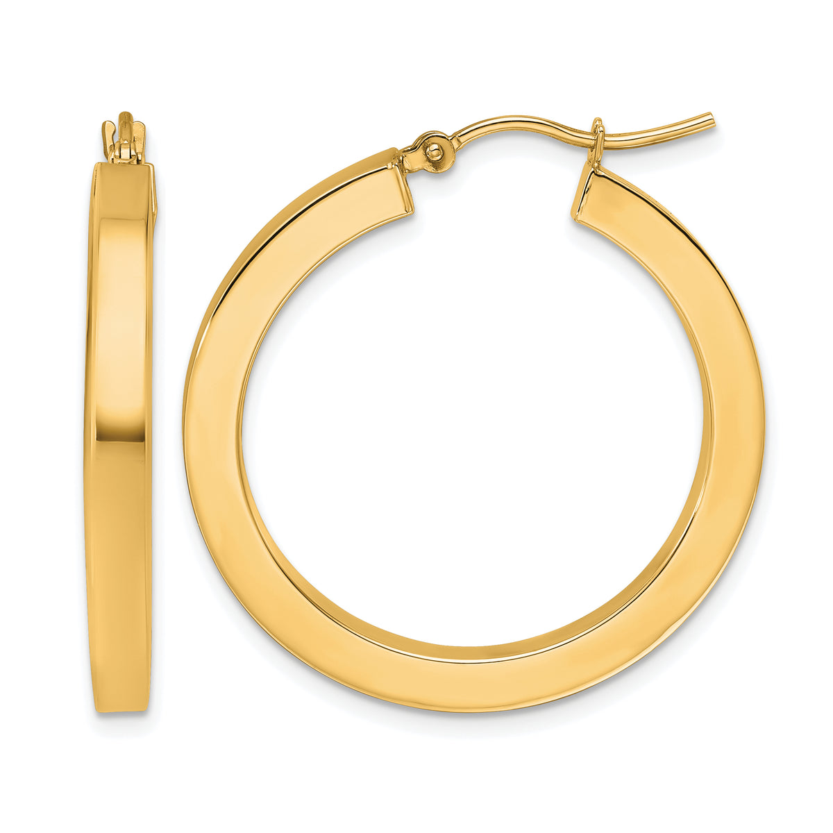 10k 3mm Polished Square Hoop Earrings
