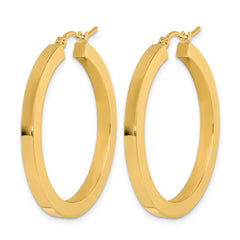 10k 3mm Polished Square Hoop Earrings