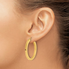 10k 3mm Polished Square Hoop Earrings