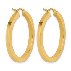 10k 3mm Polished Square Hoop Earrings