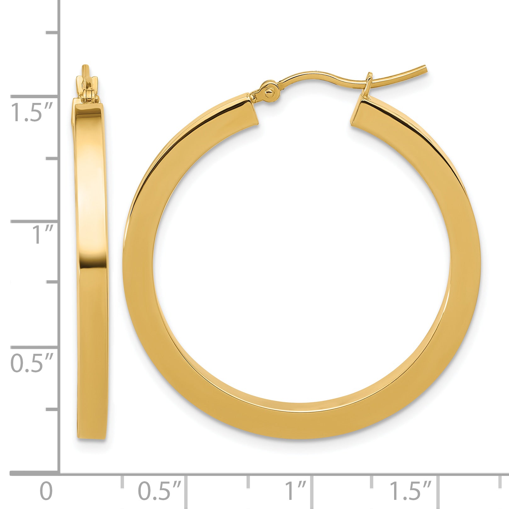 10k 3mm Polished Square Hoop Earrings