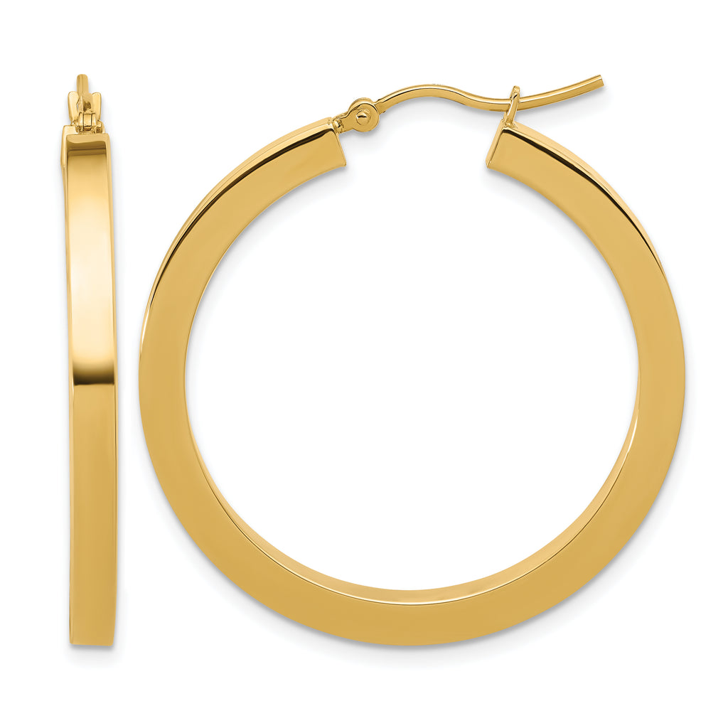 10k 3mm Polished Square Hoop Earrings