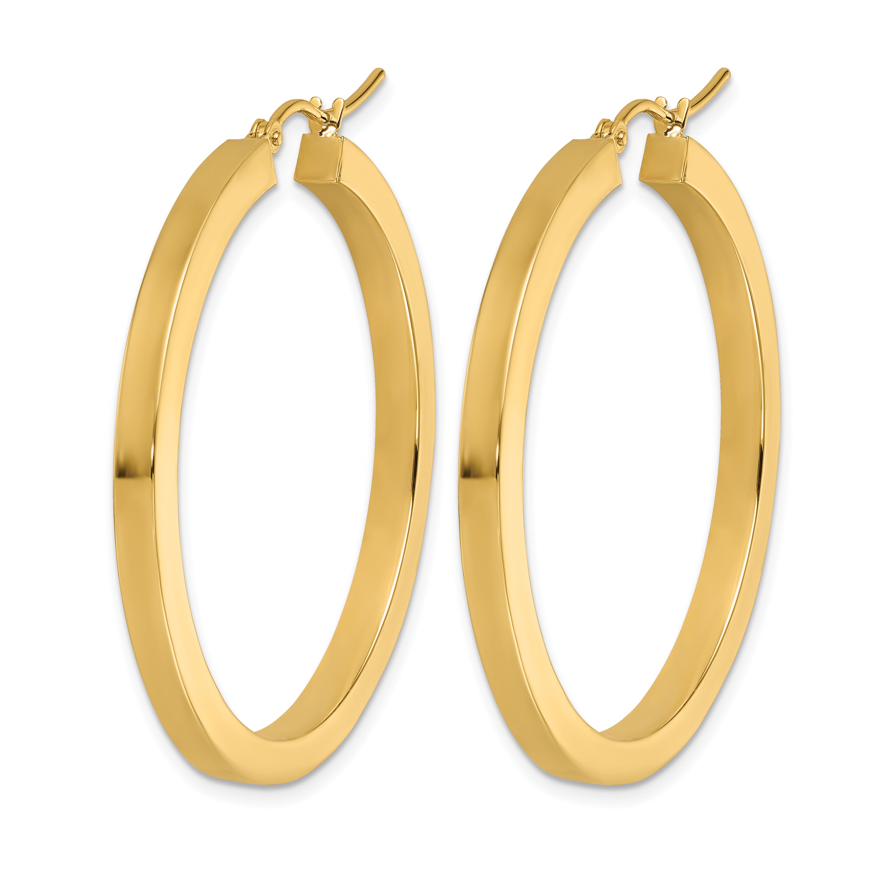 10k 3mm Polished Square Hoop Earrings