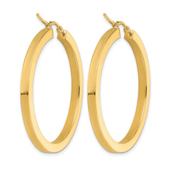 10k 3mm Polished Square Hoop Earrings