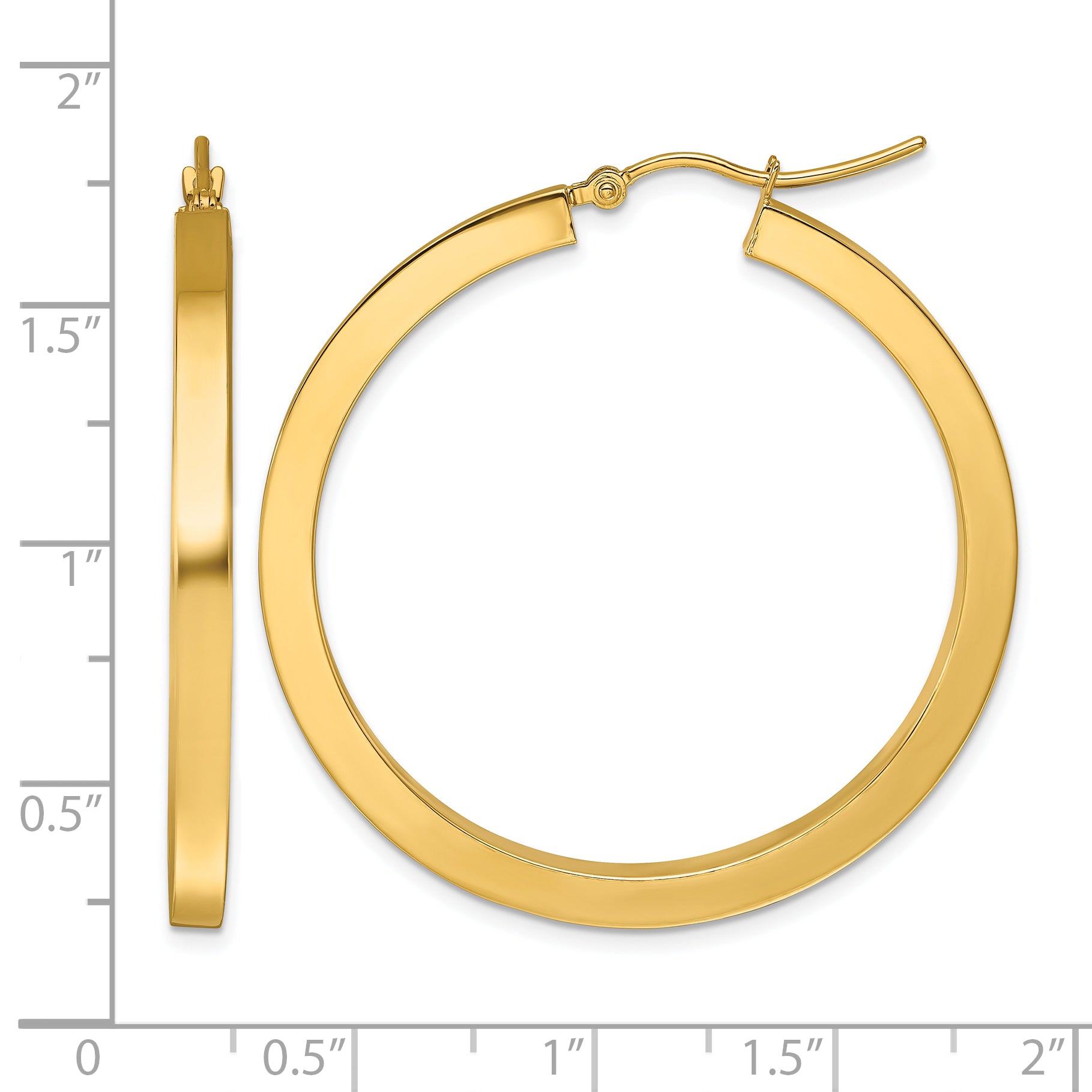 10k 3mm Polished Square Hoop Earrings
