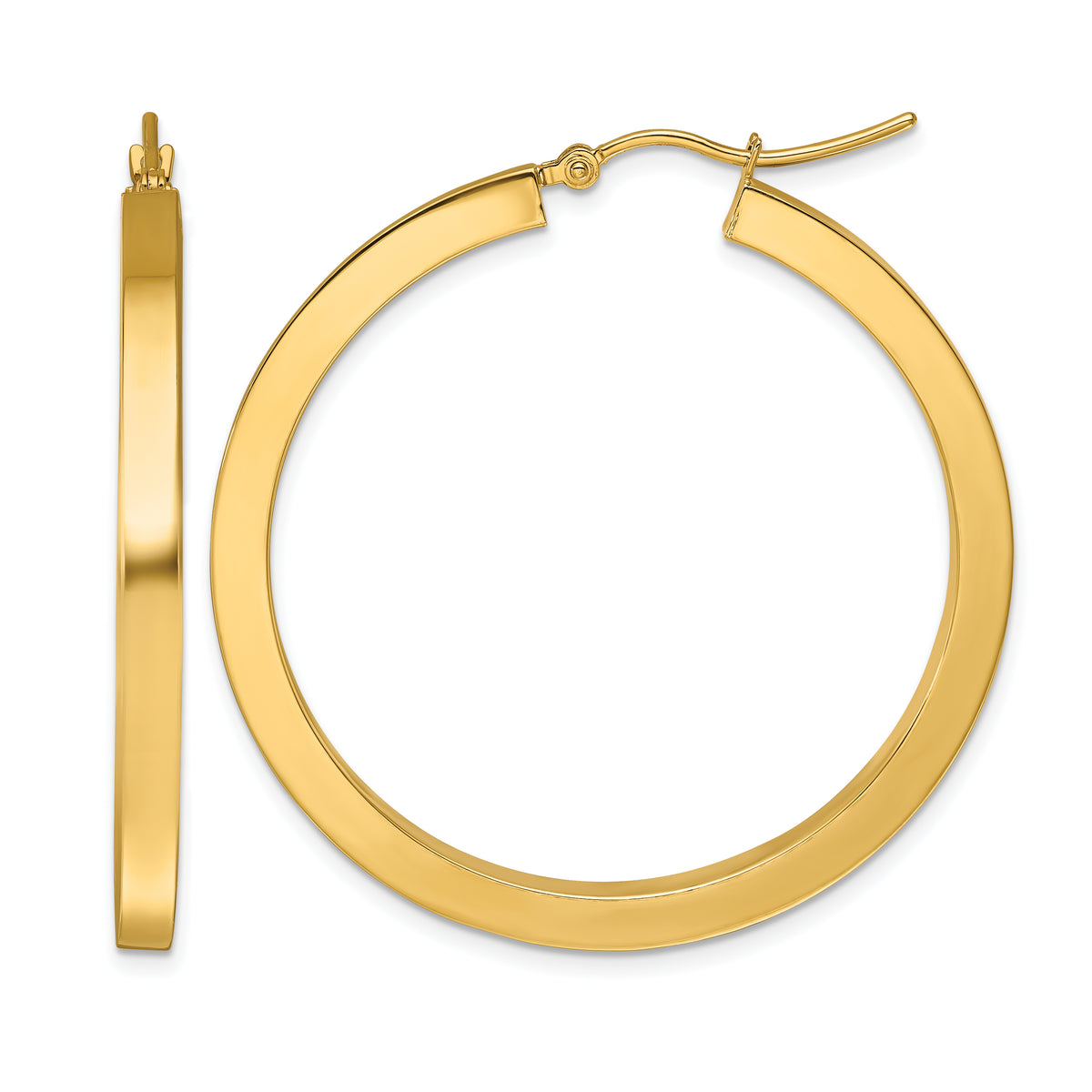 10k 3mm Polished Square Hoop Earrings