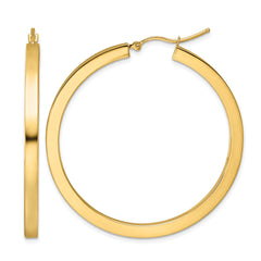 10k 3mm Polished Square Hoop Earrings