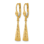 10K Polished and Textured Leverback Dangle Earrings