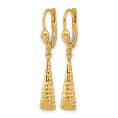 10K Polished and Textured Leverback Dangle Earrings
