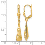 10K Polished and Textured Leverback Dangle Earrings
